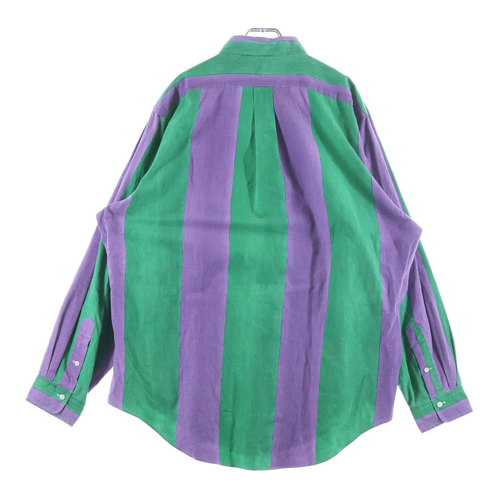 RALPH LAUREN(ラルフローレン) ロゴ刺繍ストライプ 長袖シャツ パープル/グリーン
