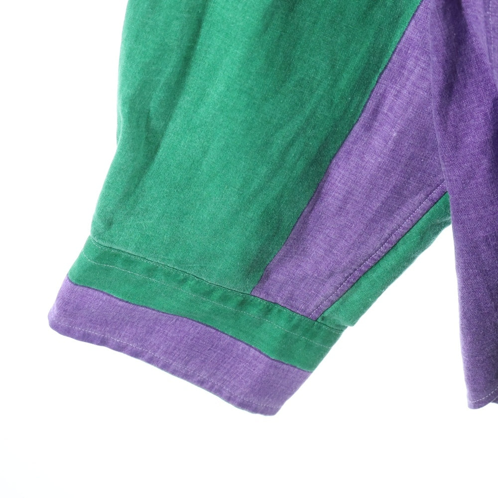 RALPH LAUREN(ラルフローレン) ロゴ刺繍ストライプ 長袖シャツ パープル/グリーン