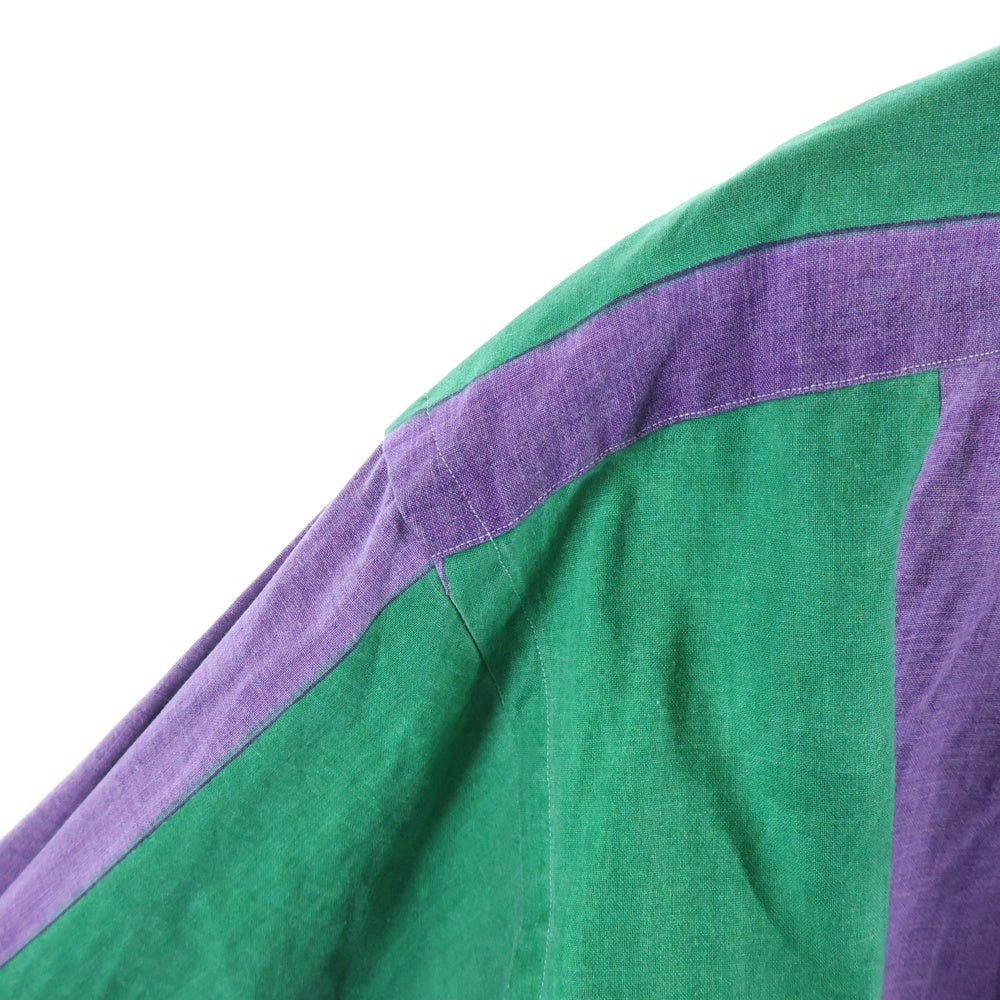 RALPH LAUREN(ラルフローレン) ロゴ刺繍ストライプ 長袖シャツ パープル/グリーン