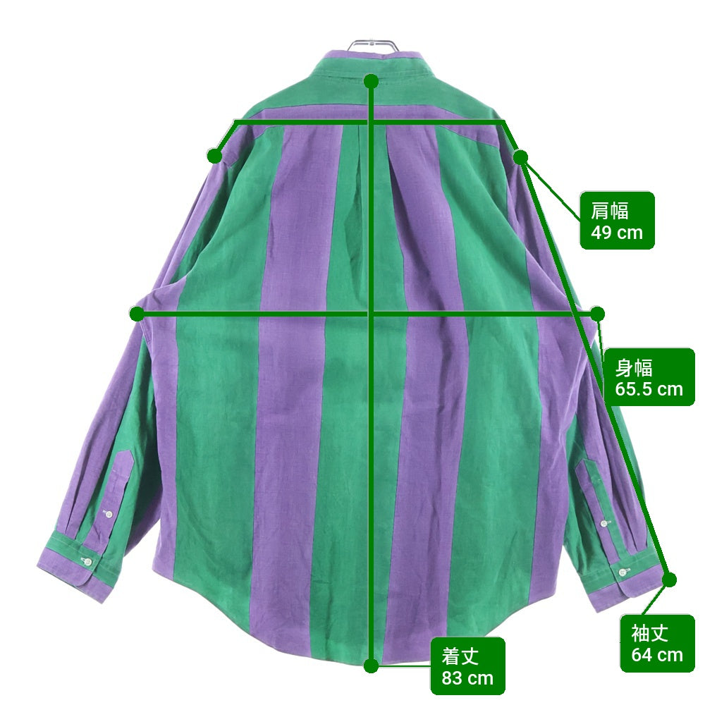 RALPH LAUREN(ラルフローレン) ロゴ刺繍ストライプ 長袖シャツ パープル/グリーン