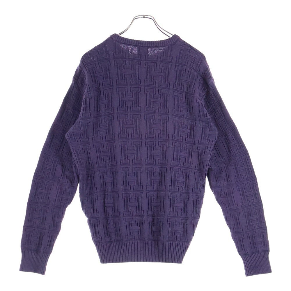 HUF(ハフ) Interlaced Jacquard Overdyed Crew ニット クルーネック コットン パープル