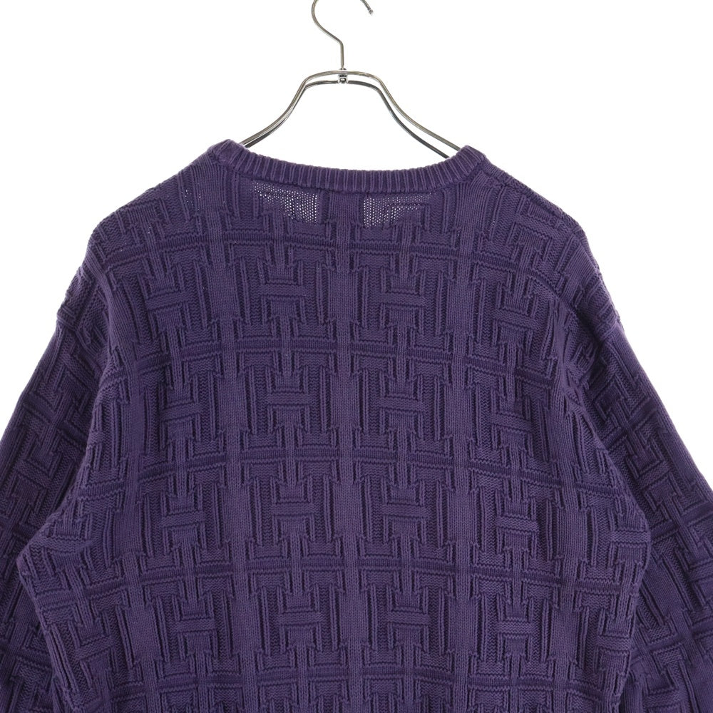 HUF(ハフ) Interlaced Jacquard Overdyed Crew ニット クルーネック コットン パープル