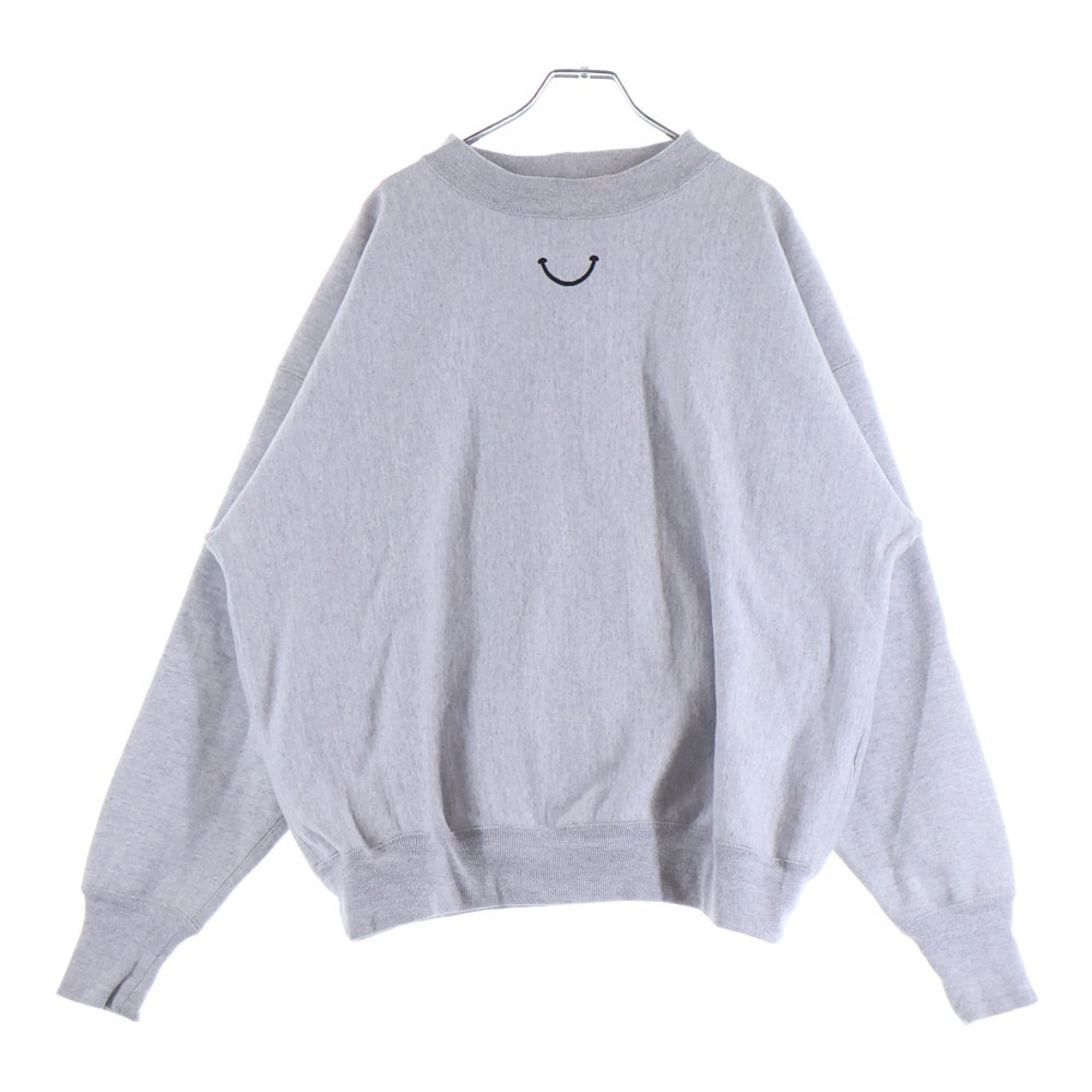 READY MADE(レディメイド) M-NECK SWT SMILE RE-CO-GY-00-00-246 モックネック スマイル刺繍クルーネックスウェットトレーナー グレー