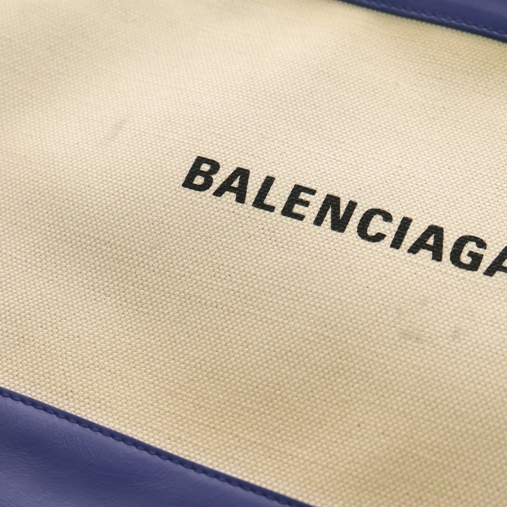 BALENCIAGA(バレンシアガ) NAVY CLIP M 420407 キャンバス生地 クラッチバッグ ホワイト/ネイビー