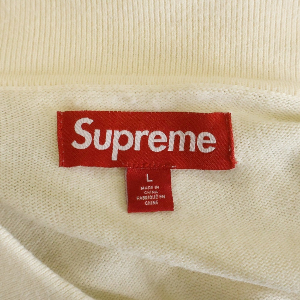 SUPREME(シュプリーム) 24SS Plaid Knit S/S Polo プレイドショートスリーブ半袖ニットポロシャツ ホワイト/ブルー