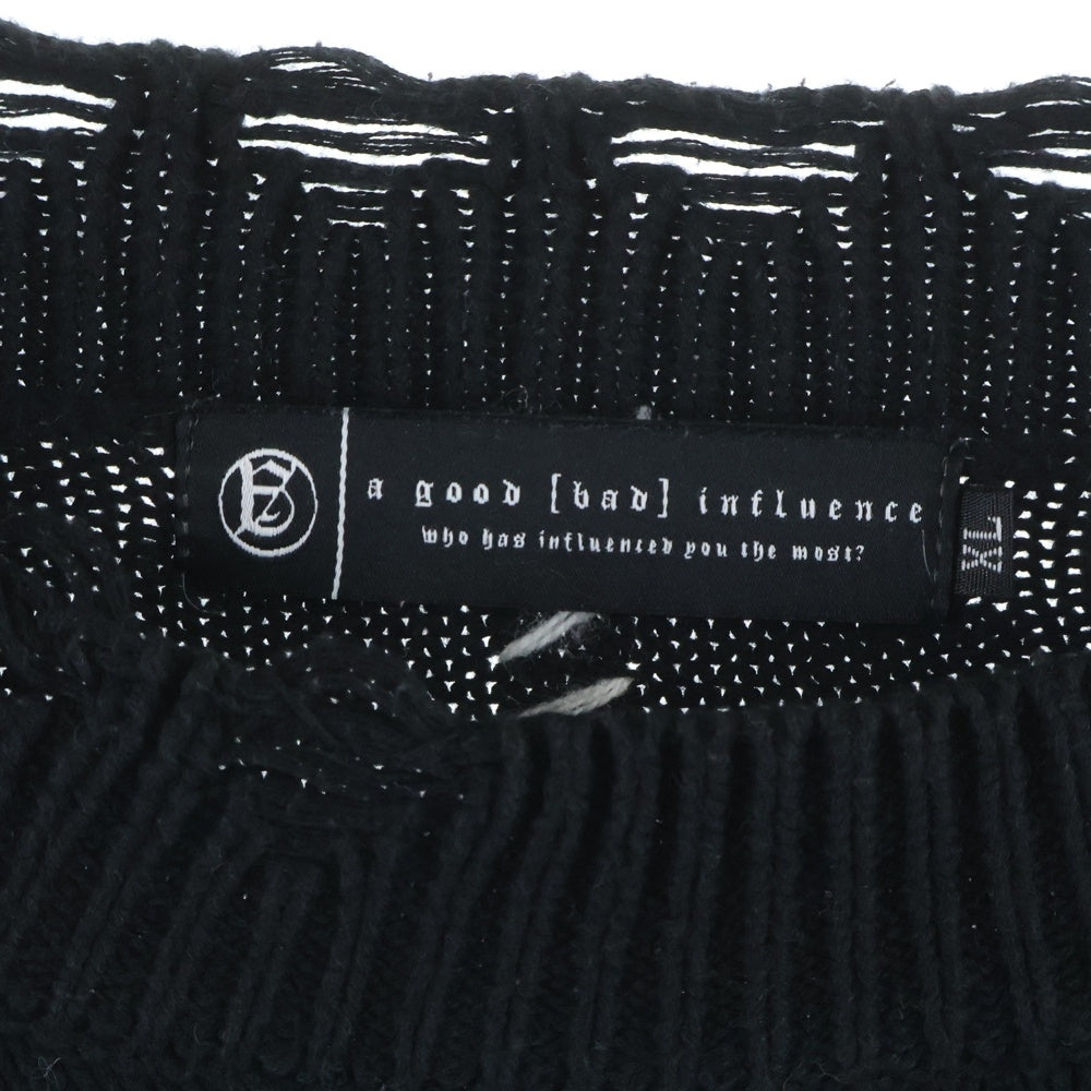 A GOOD BAD INFLUENCE(アグッドバッドインフレンス) DAMEGED KNIT SWEATER ダメージニット セーター ブラック