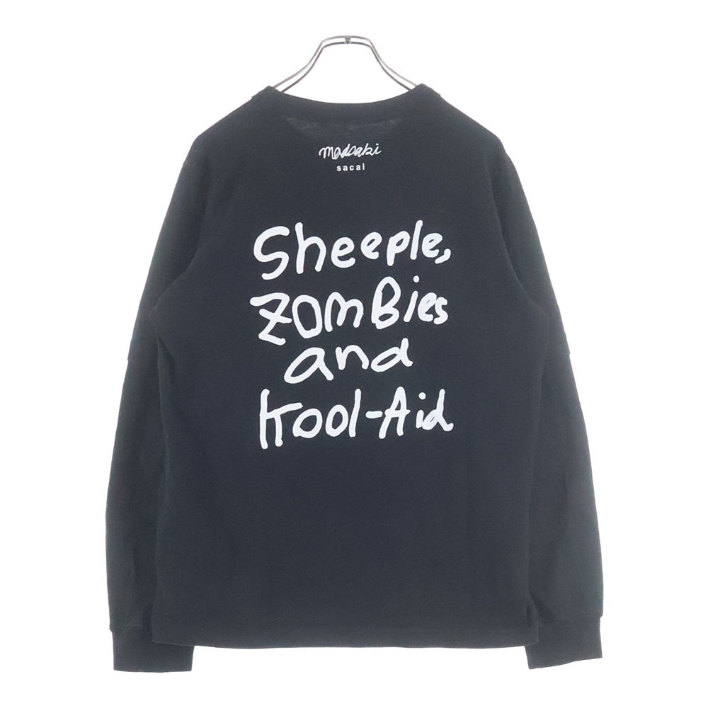 Sacai(サカイ) バックプリント 長袖シャツ コットン 22-0407S ブラック