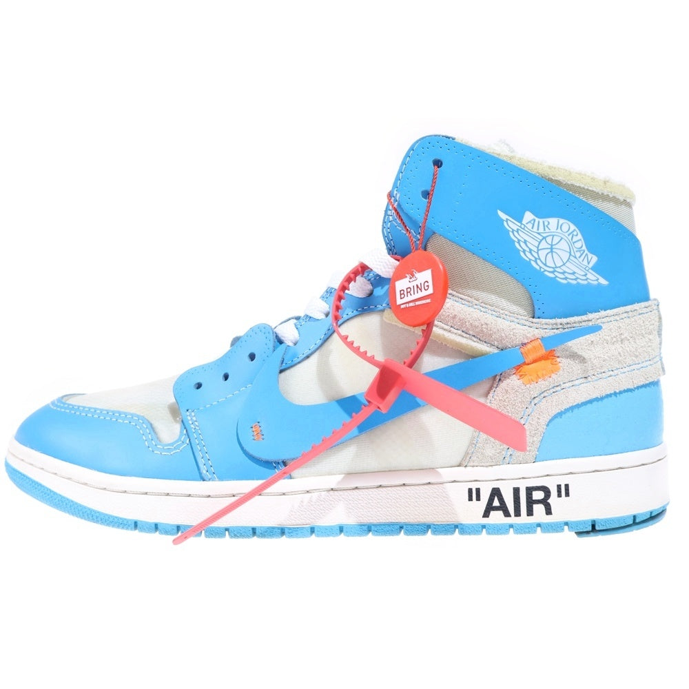 NIKE(ナイキ) ×OFF-WHITE AIR JORDAN 1 POWDER BLUE UNC AQ0818-148 オフホワイト エアジョーダン1 パウダーブルー ハイカットスニーカー ホワイト/ブルー US10.5/29.0cm