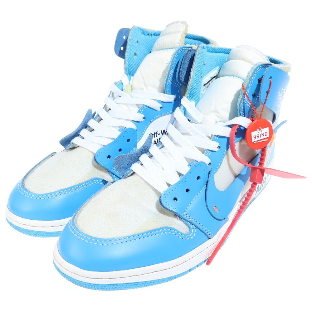NIKE(ナイキ) ×OFF-WHITE AIR JORDAN 1 POWDER BLUE UNC AQ0818-148 オフホワイト エアジョーダン1 パウダーブルー ハイカットスニーカー ホワイト/ブルー US10.5/29.0cm
