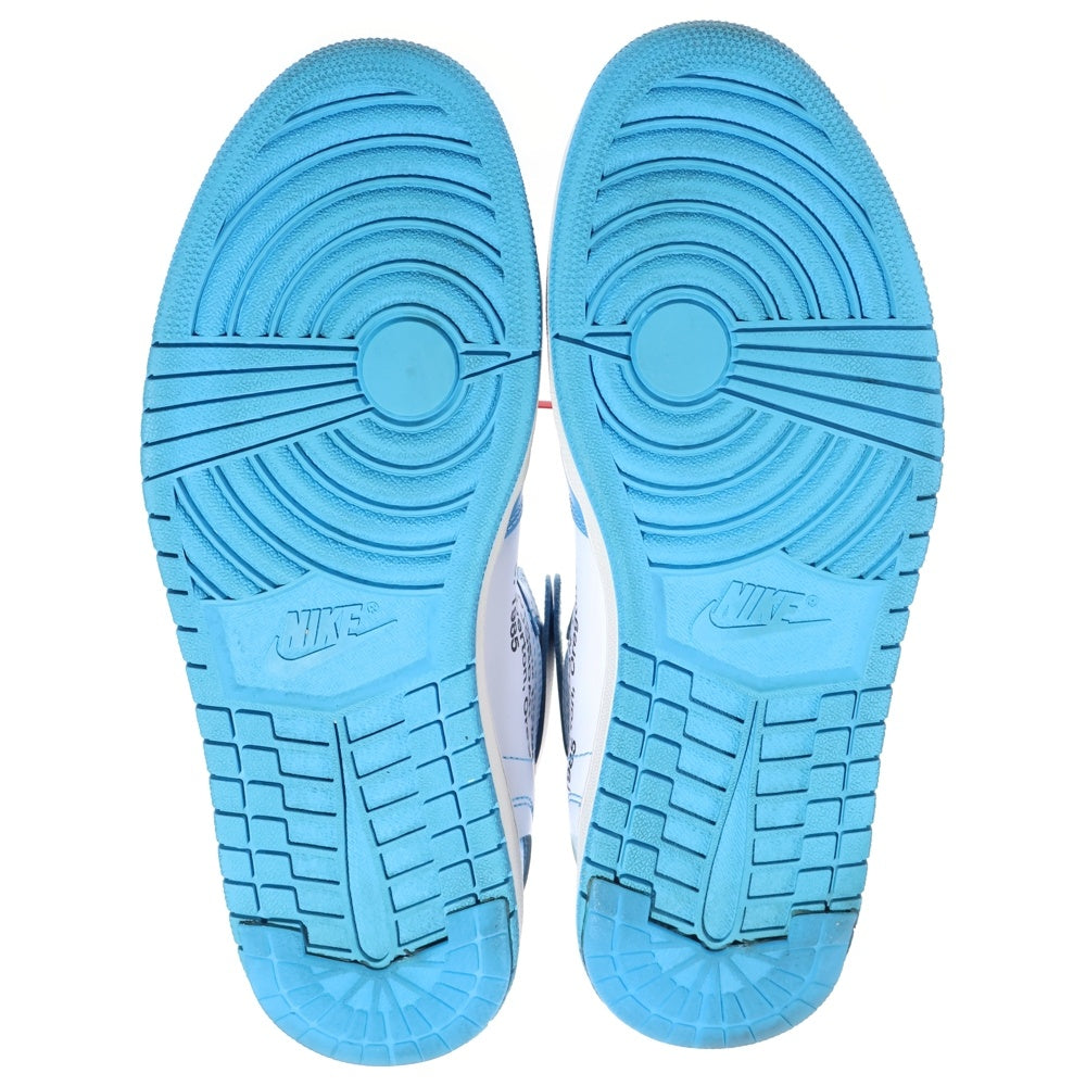 NIKE(ナイキ) ×OFF-WHITE AIR JORDAN 1 POWDER BLUE UNC AQ0818-148 オフホワイト エアジョーダン1 パウダーブルー ハイカットスニーカー ホワイト/ブルー US10.5/29.0cm