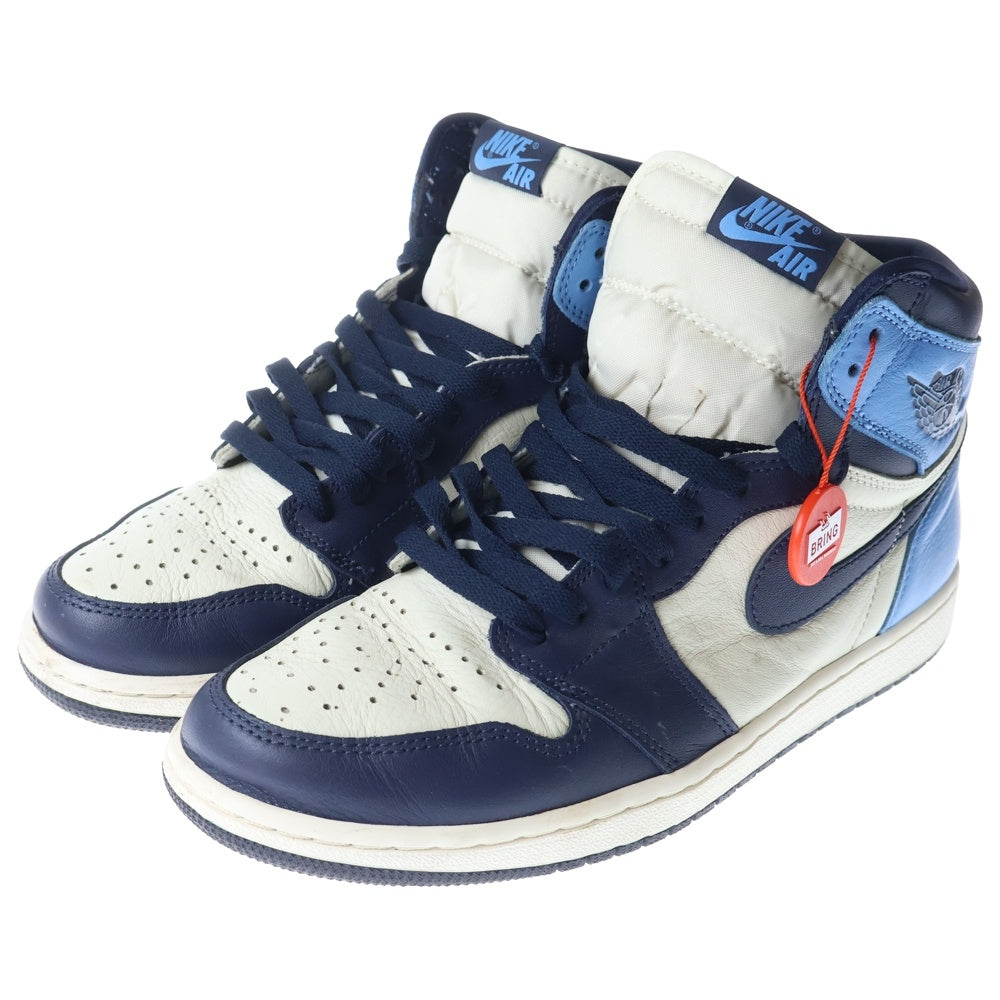 NIKE(ナイキ) AIR JORDAN1 RETRO HIGH OG OBSIDIAN UNIVERSITY BLUE 555088-140 エアジョーダン1 レトロ オブシディアン ハイカットスニーカー US9/27.0cm ホワイト/ブルー