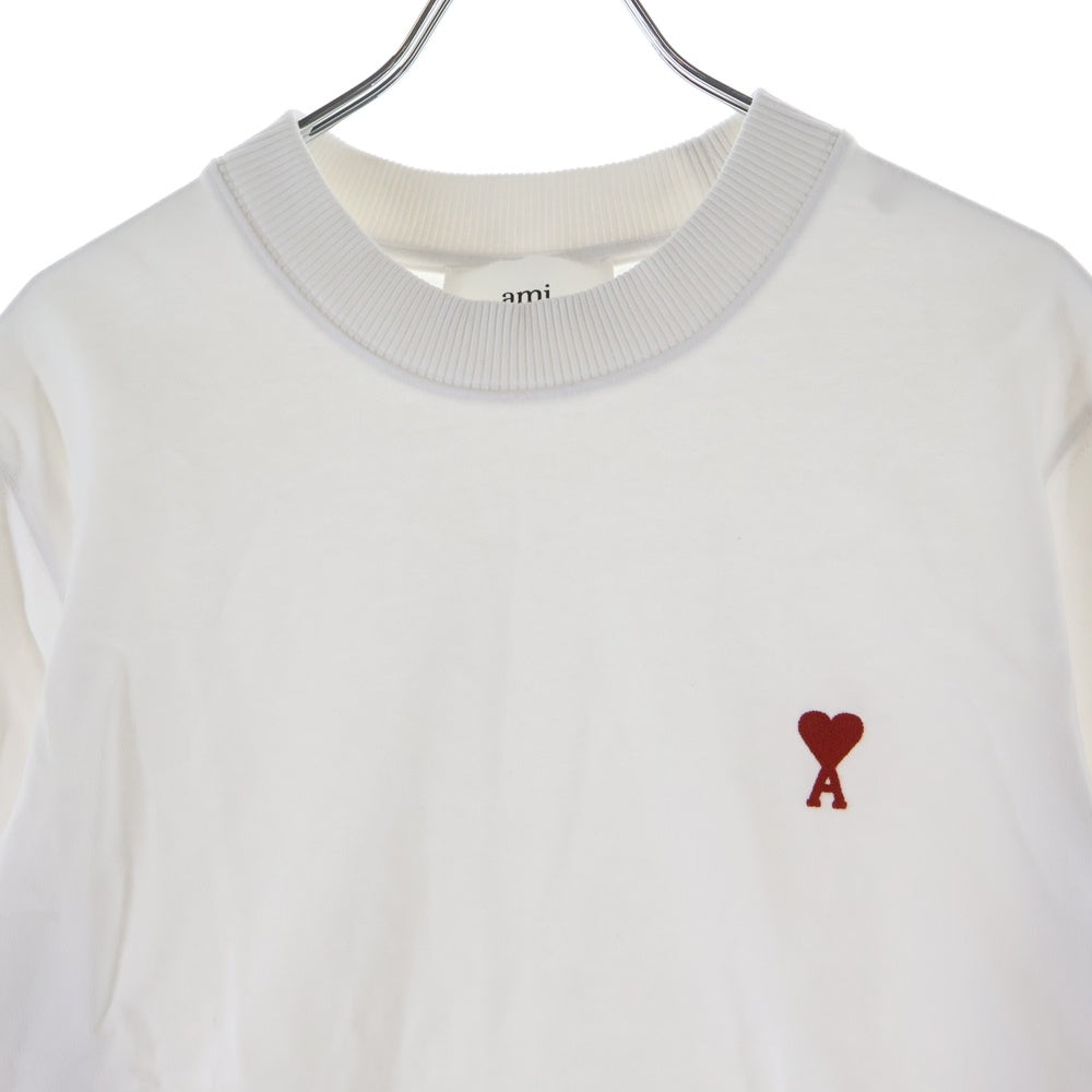 ami paris(アミパリス) フロントロゴ刺繍 長袖Tシャツ コットン E22UTS200.701 ホワイト
