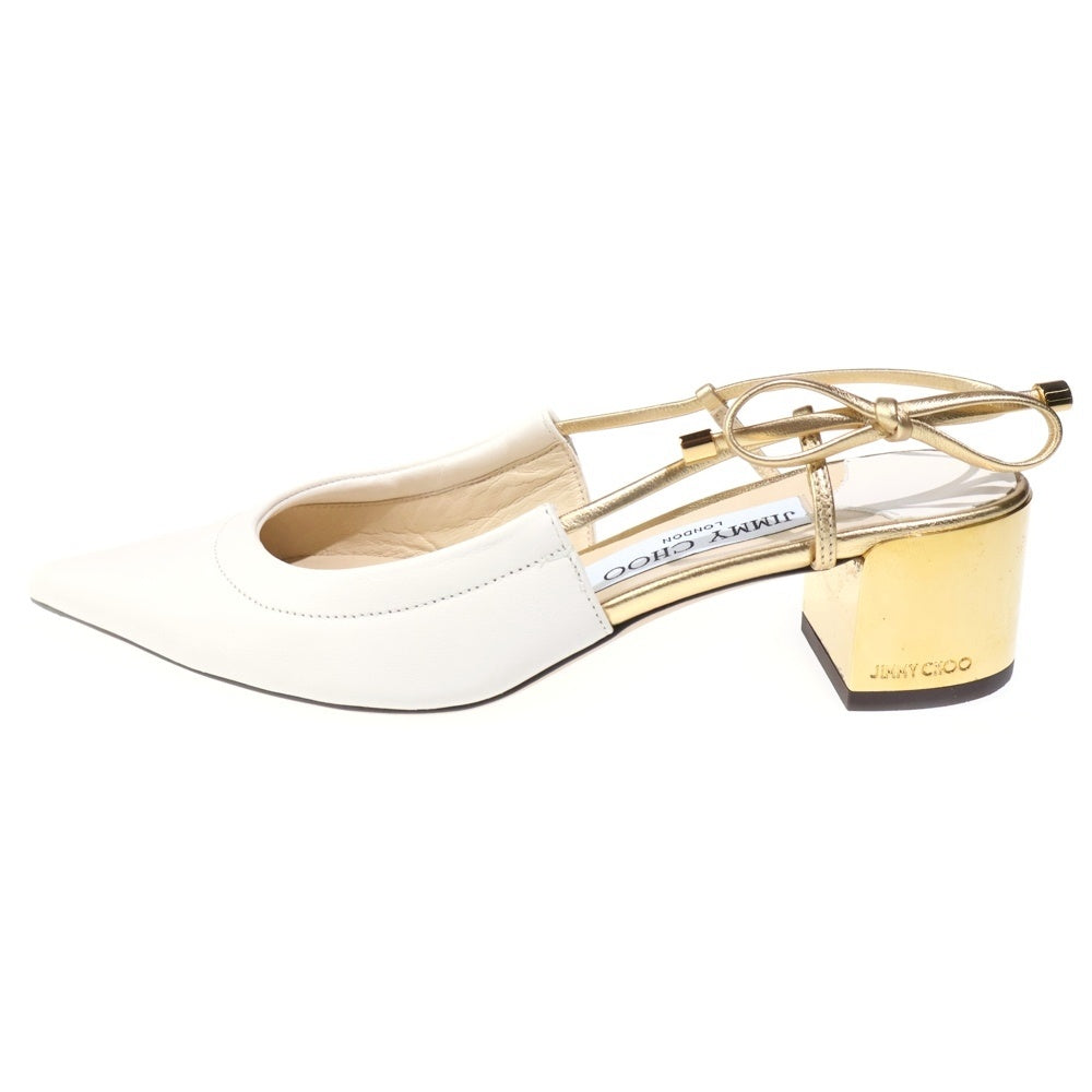 JIMMY CHOO(ジミーチュウ) LEWIS ポインテッド トゥヒールサンダル クリーム レディース