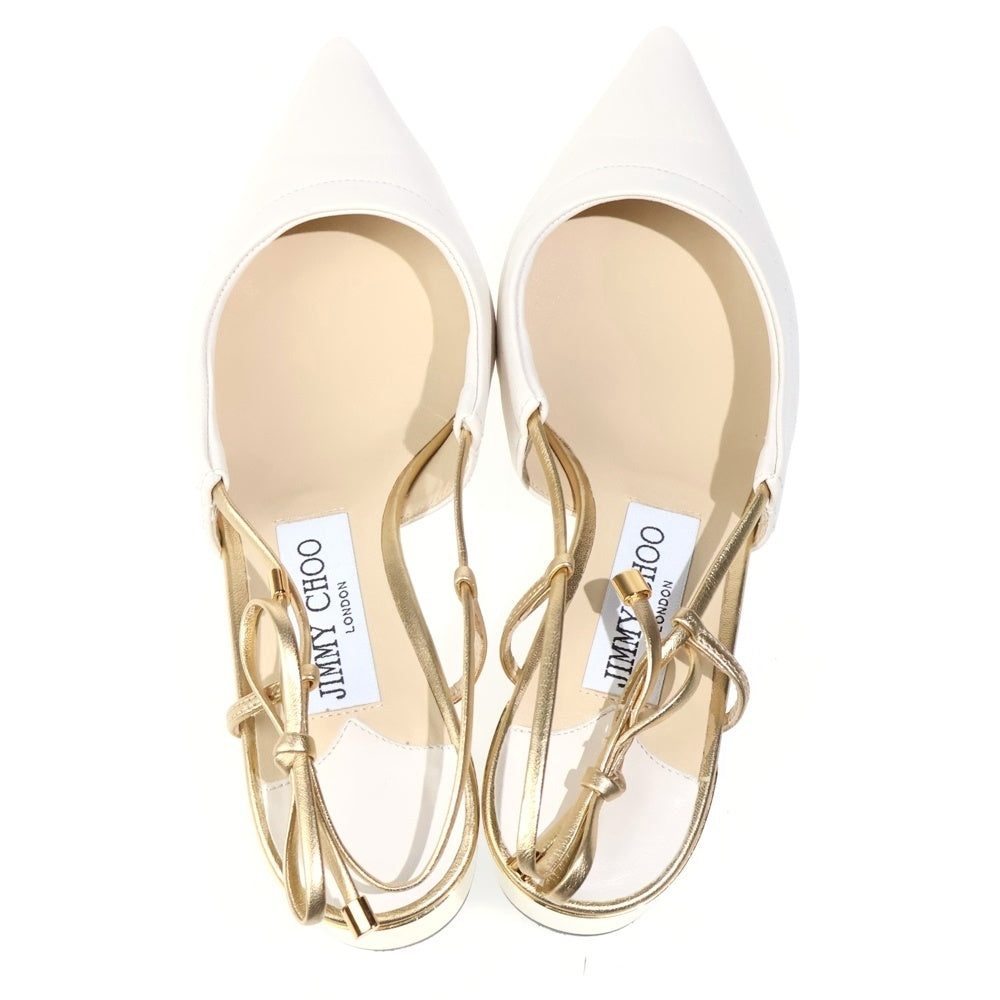 JIMMY CHOO(ジミーチュウ) LEWIS ポインテッド トゥヒールサンダル クリーム レディース