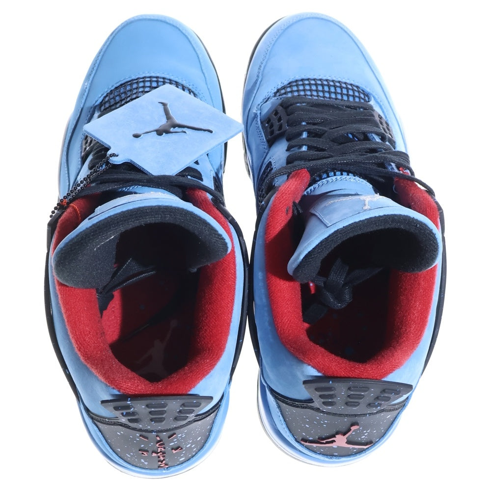 NIKE(ナイキ) ×TRAVIS SCOTT AIR JORDAN4 RETRO CACTUSJACK UNIVERSITYBLUE 308497-406 エアジョーダン4 レトロ カクタスジャック ハイカットスニーカー US10/28.0cm
