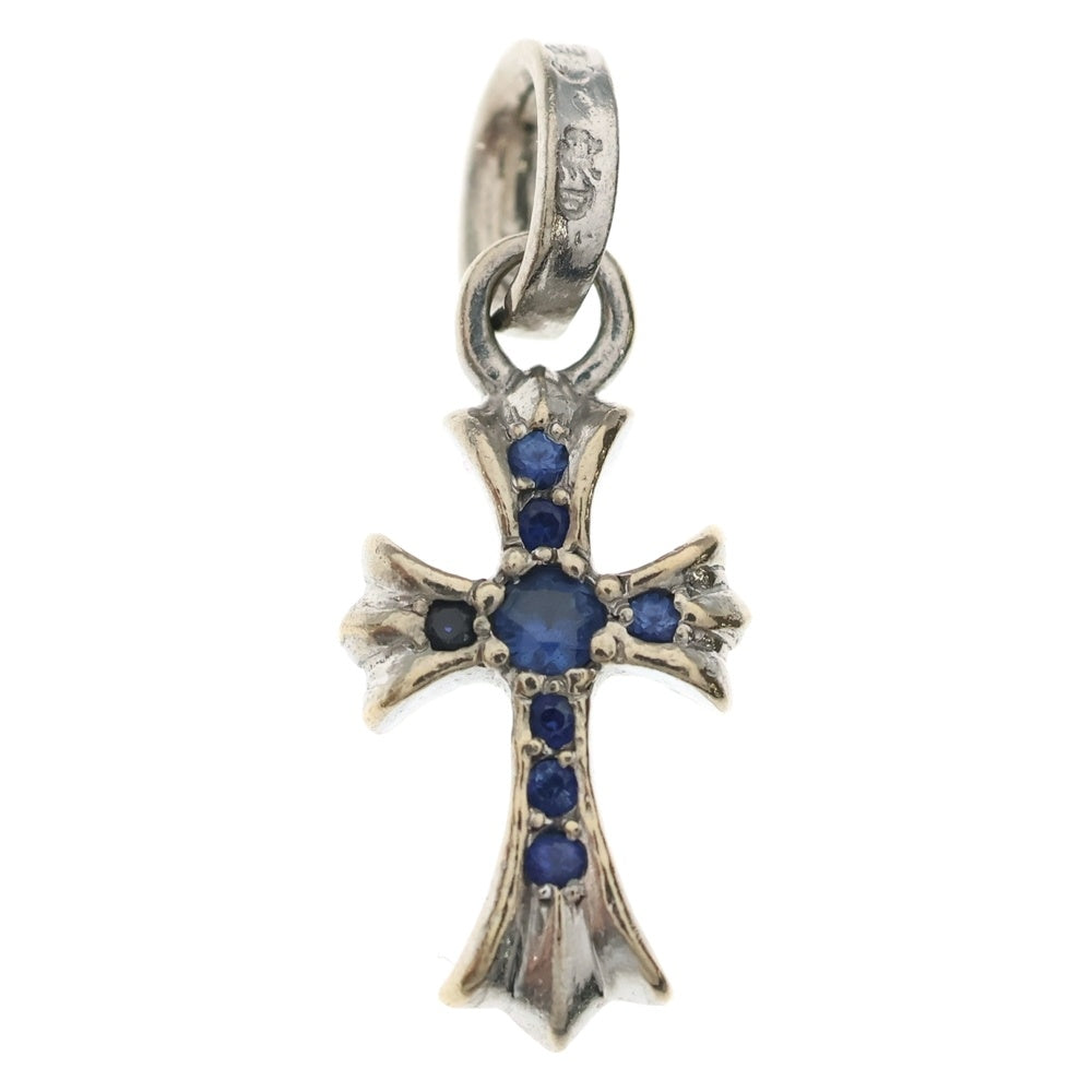 CHROME HEARTS(クロムハーツ) 18KWG CRS BBYFAT P/SAP ベイビーファットクロス PAVEサファイア ペンダントトップ ホワイトゴールド