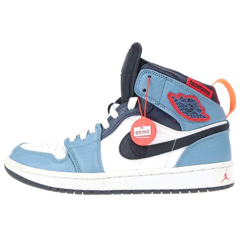 NIKE(ナイキ) ×FACETASM AIR JORDAN 1 MID CU2802-100 ファセッタズム エアジョーダン1 ミッドカットスニーカー US8.5/26.5cm ホワイト/ブルー