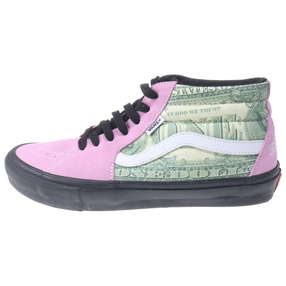 VANS(ヴァンズ) 23SS×Supreme Dollar Skate Grosso Mid VN0A5FCGPNK×シュプリーム ドルモチーフ スケートグロッソ ミッドカットスニーカー US10/28.0cm ピンク