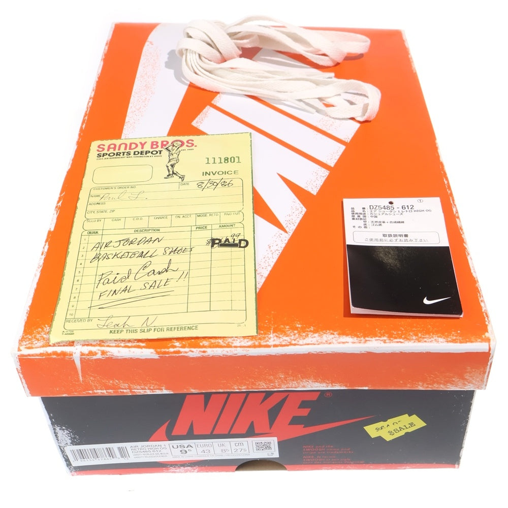 NIKE(ナイキ) AIR JORDAN 1 HIGH OG CHICAGO LOST & FOUND DZ5485-612 エアジョーダン1 シカゴ ロスト&ファウンド ハイカットスニーカー US9.5/27.5cm ホワイト/レッド
