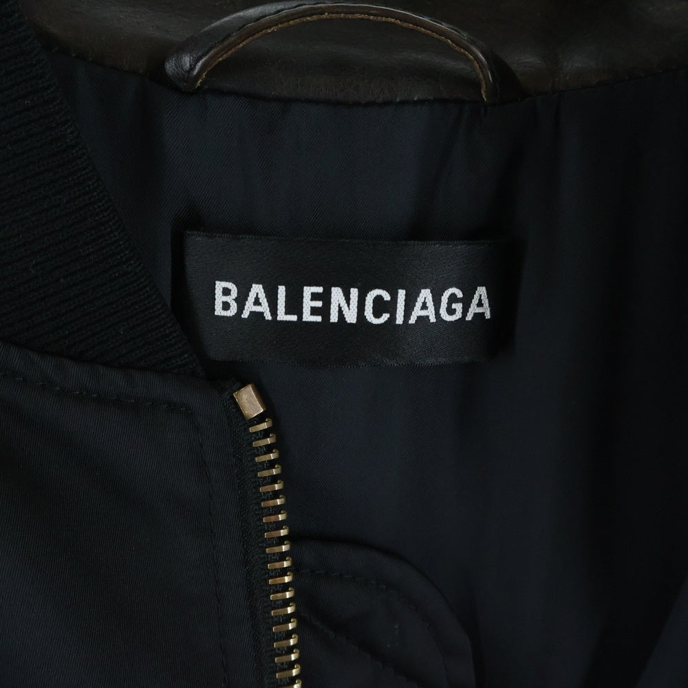 BALENCIAGA(バレンシアガ) 袖レザー切り替えMA-1ナイロンボンバージャケット 515784 TYH91 ブラック