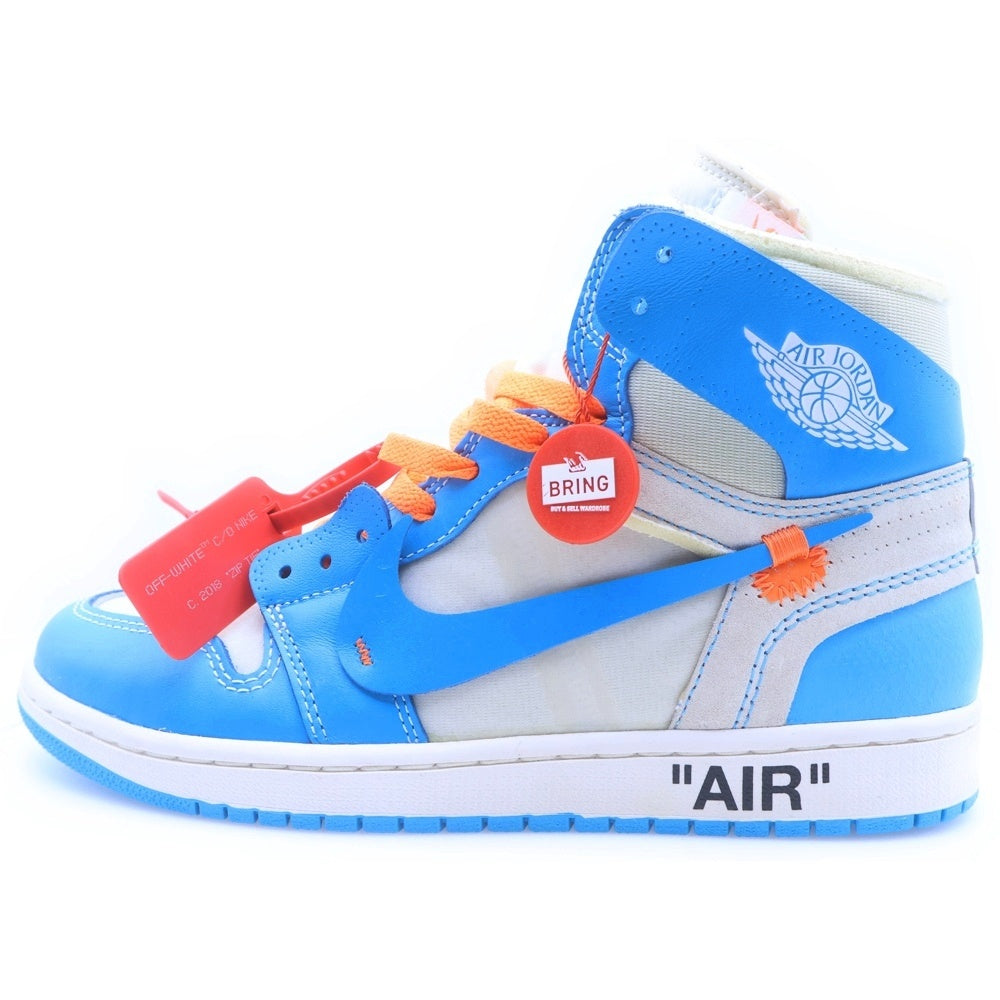 NIKE(ナイキ) ×OFF-WHITE AIR JORDAN 1 POWDER BLUE UNC AQ0818-148 オフホワイト エアジョーダン1 パウダーブルー ハイカットスニーカー US9/27.0cm ホワイト/ブルー