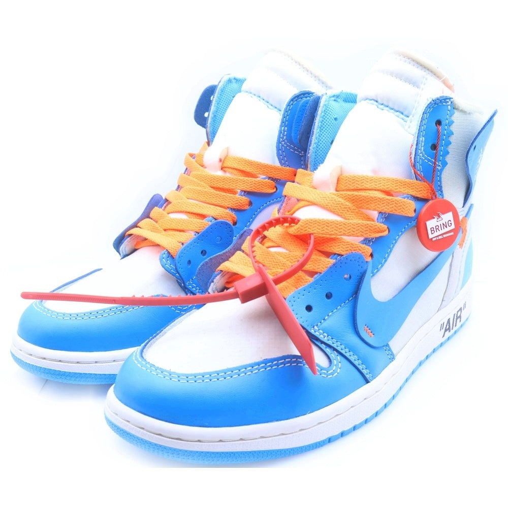 NIKE(ナイキ) ×OFF-WHITE AIR JORDAN 1 POWDER BLUE UNC AQ0818-148 オフホワイト エアジョーダン1 パウダーブルー ハイカットスニーカー US9/27.0cm ホワイト/ブルー