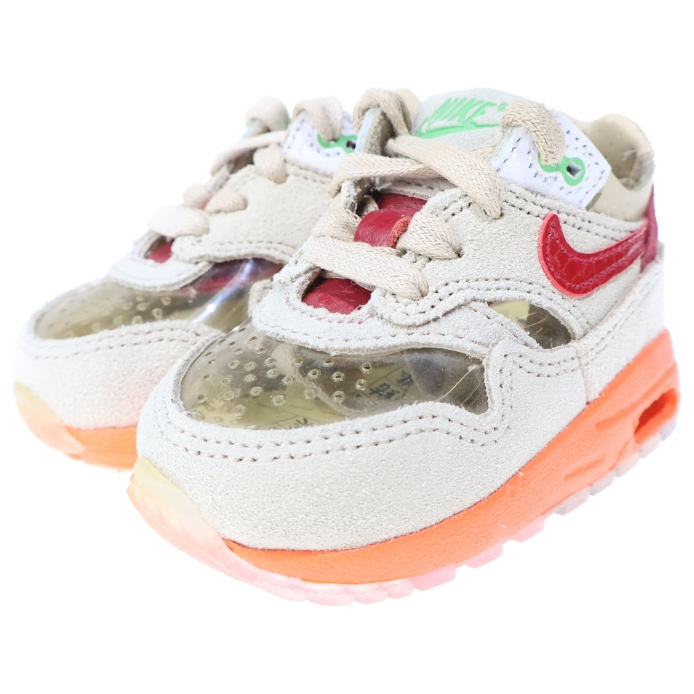 NIKE(ナイキ) ×CLOT TD AIR MAX 1 KISS OF DEATH DH2492-100 クロット エアマックス1 キス オブ デス ローカットスニーカー US3C/9.0cm ブラウン キッズ