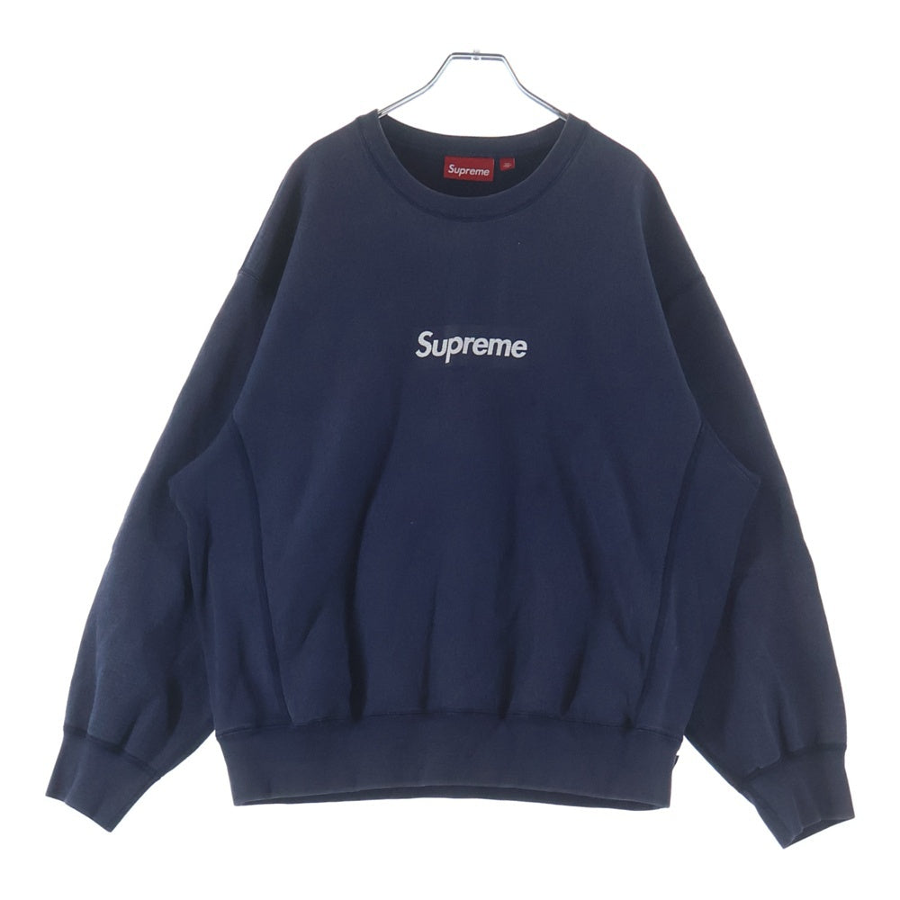 SUPREME(シュプリーム) 25SS Washed Box Logo Crewneck ウォッシュド加工 ボックスロゴ クルーネック スウェットトレーナー ネイビー