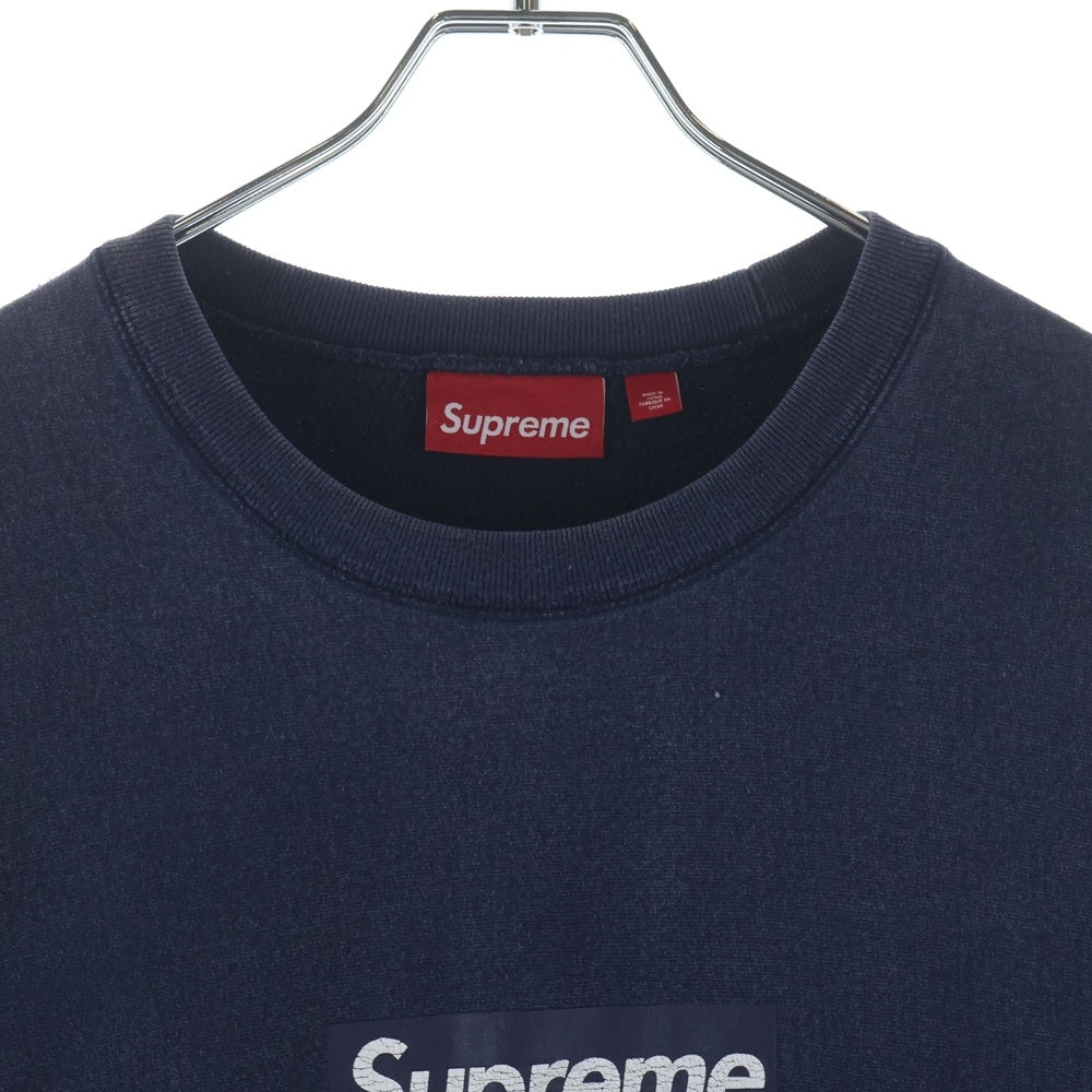 SUPREME(シュプリーム) 25SS Washed Box Logo Crewneck ウォッシュド加工 ボックスロゴ クルーネック スウェットトレーナー ネイビー