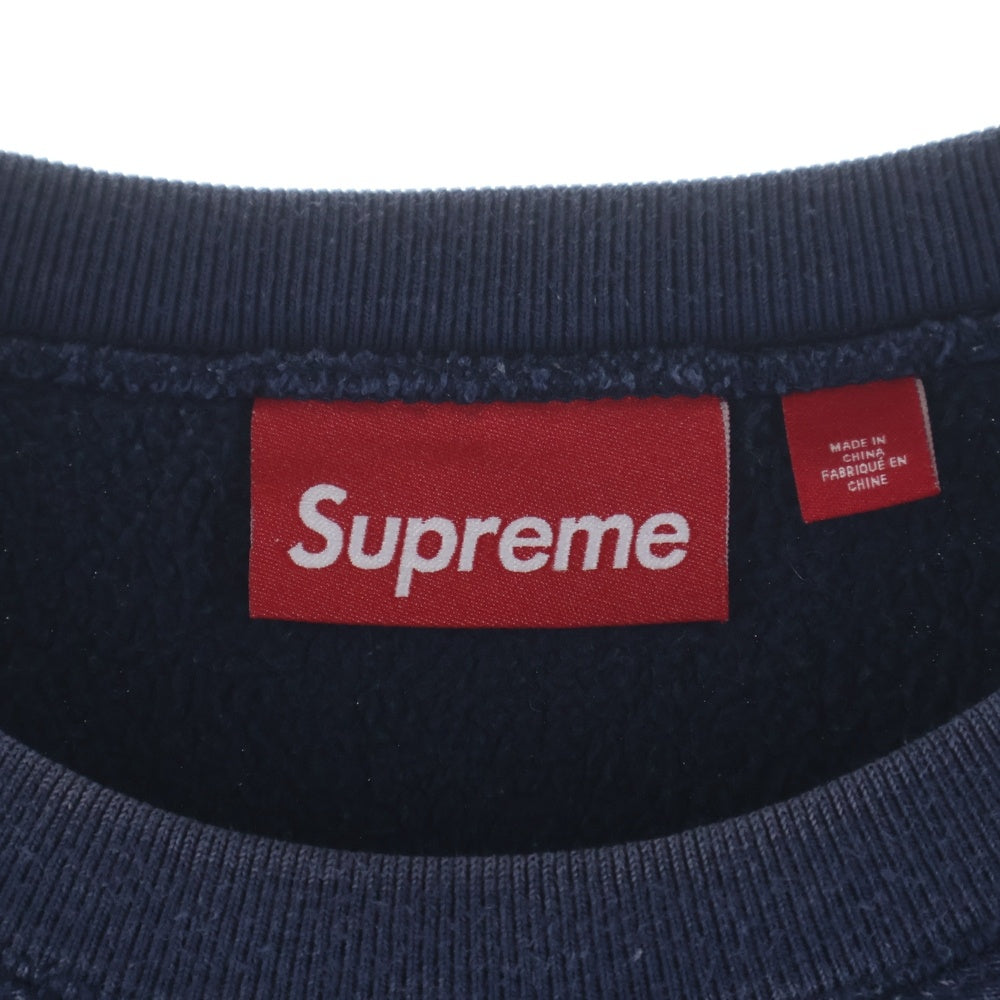 SUPREME(シュプリーム) 25SS Washed Box Logo Crewneck ウォッシュド加工 ボックスロゴ クルーネック スウェットトレーナー ネイビー