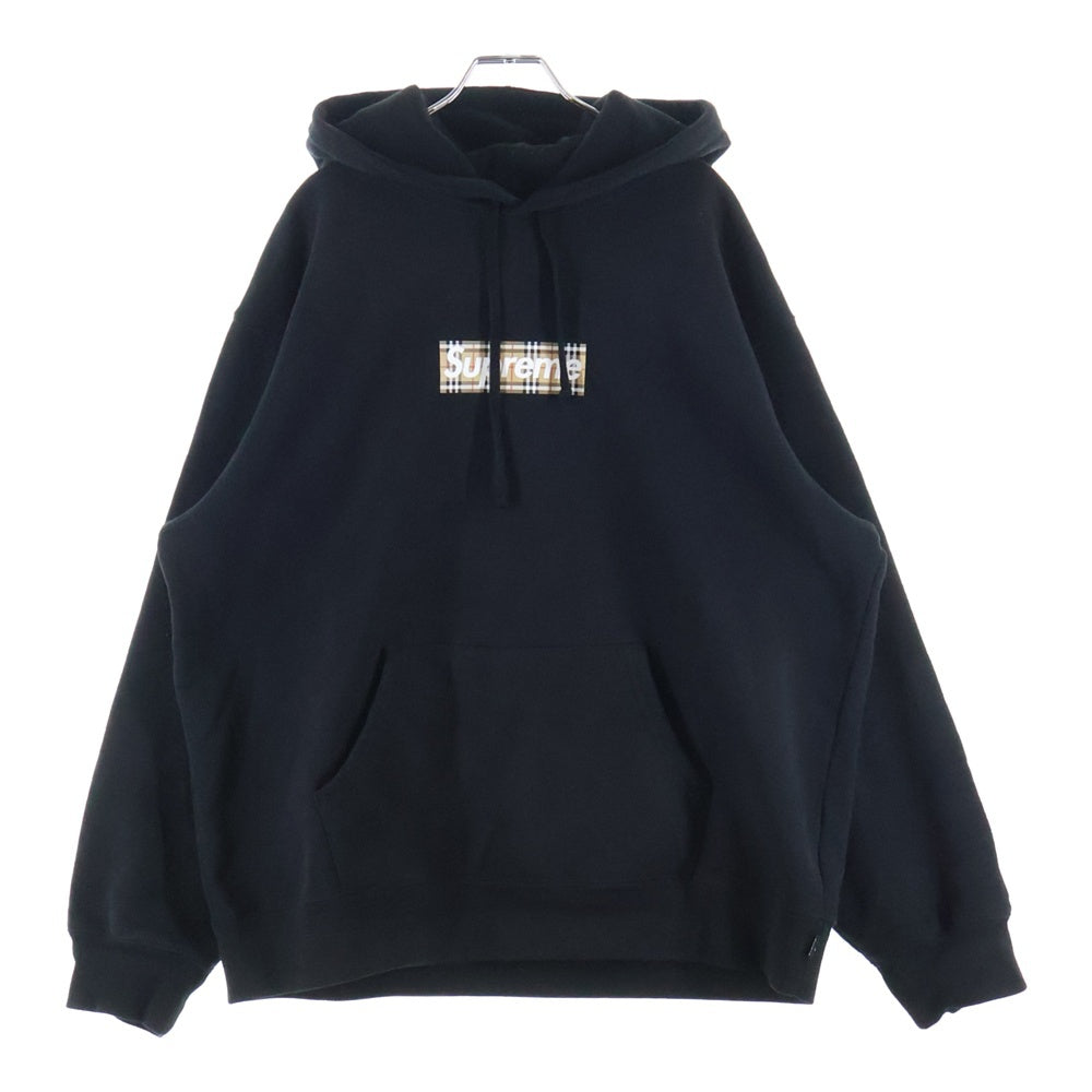 SUPREME(シュプリーム) 22SS×BURBERRY Box Logo Hooded Sweatshirt バーバリー ボックスロゴ スウェットプルオーバーパーカー ブラック