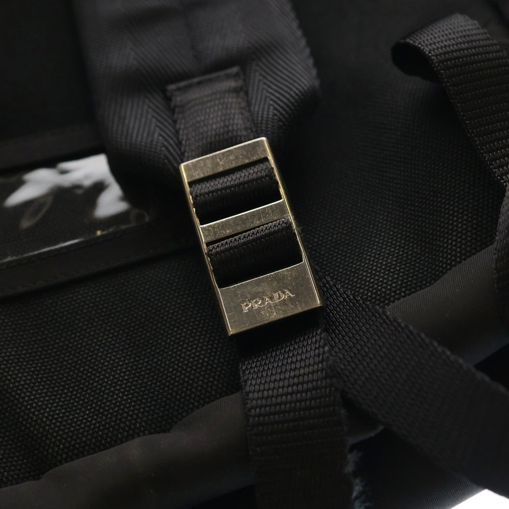 PRADA(プラダ) トライアングルロゴ ファブリック バックパック リュックサック 2VZ065 ブラック