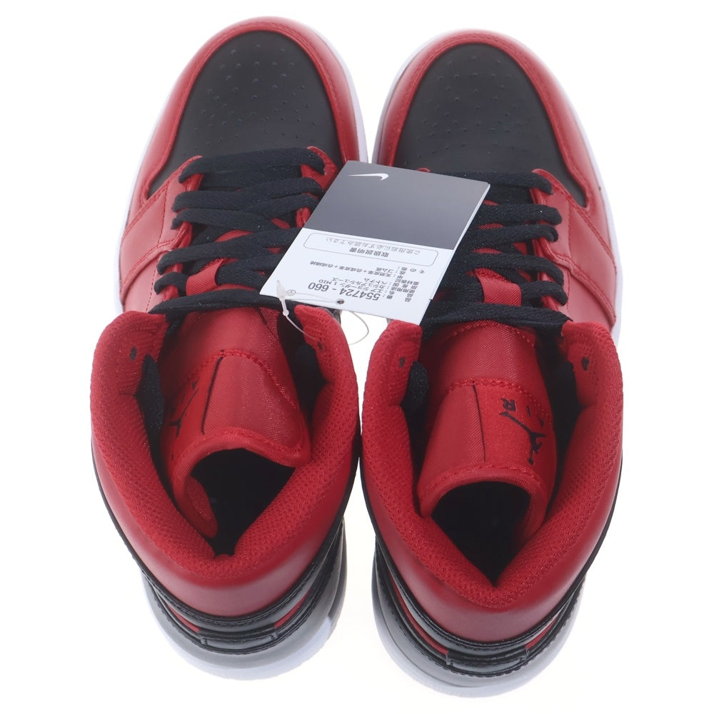 NIKE(ナイキ) AIR JORDAN 1 MID REVERCE BRED 554724-660 エアジョーダン1 ミッド リバースブレッド ミドルカットスニーカー US7/25.0cm ブラック/レッド