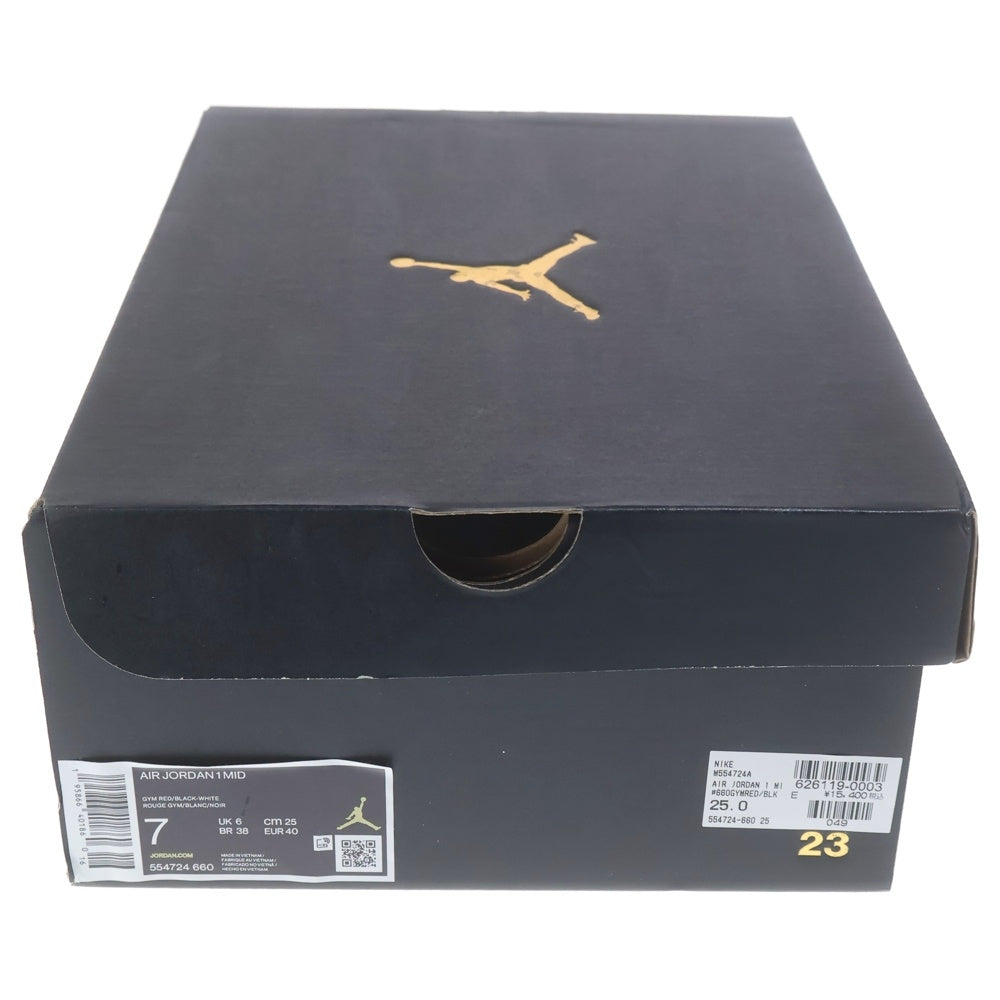 NIKE(ナイキ) AIR JORDAN 1 MID REVERCE BRED 554724-660 エアジョーダン1 ミッド リバースブレッド ミドルカットスニーカー US7/25.0cm ブラック/レッド