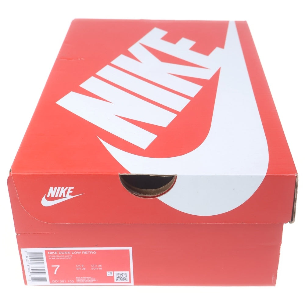 NIKE(ナイキ) DUNK LOW RETRO DD1391-100 ダンク ローカットスニーカー US7/25.0cm ブラック/ホワイト