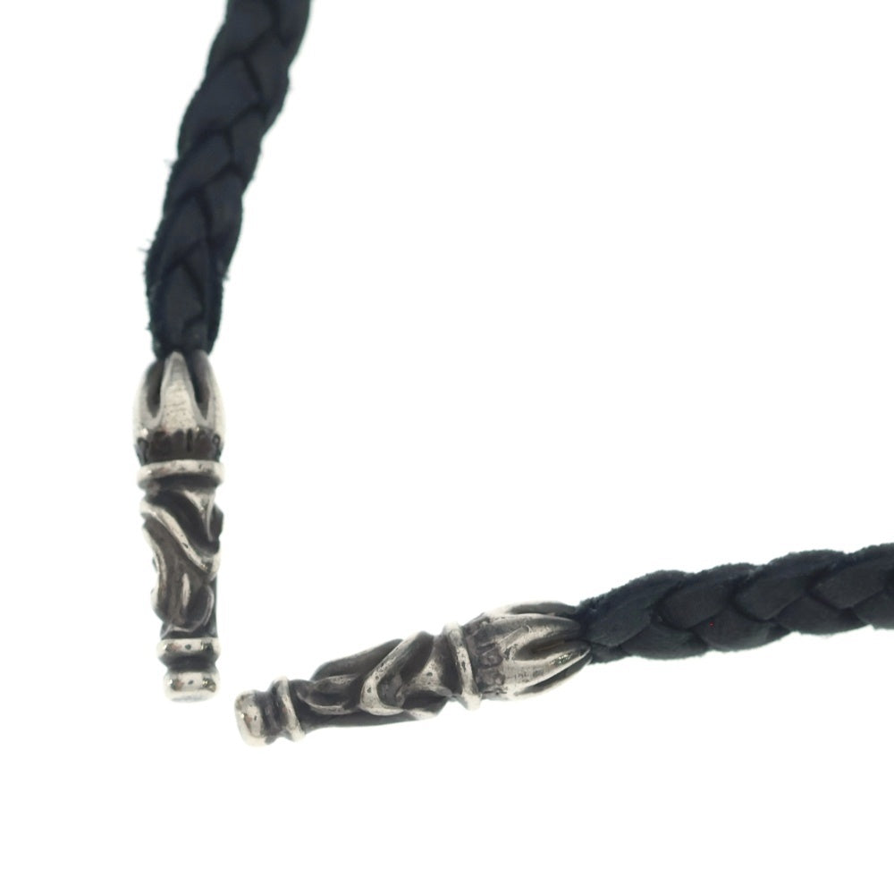 CHROME HEARTS(クロムハーツ) LEATHER BRAID SCROLL ネックレス レザーブレイドネックレス ブラック/シルバー BCA377