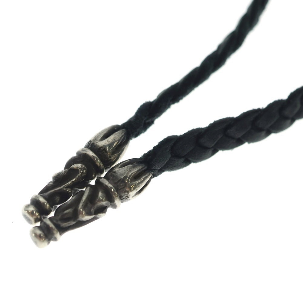 CHROME HEARTS(クロムハーツ) LEATHER BRAID SCROLL ネックレス レザーブレイドネックレス ブラック/シルバー BCA377