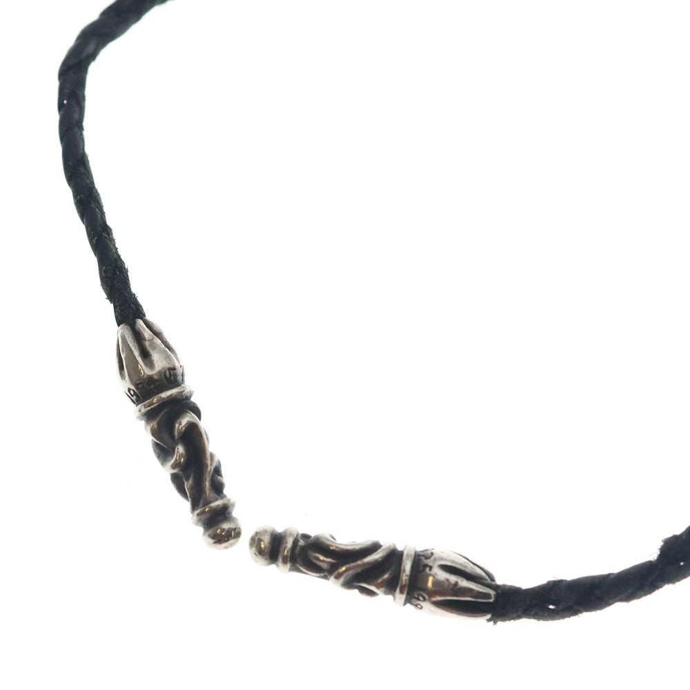 CHROME HEARTS(クロムハーツ) LEATHER BRAID SCROLL ネックレス レザーブレイドネックレス ブラック/シルバー BCA377