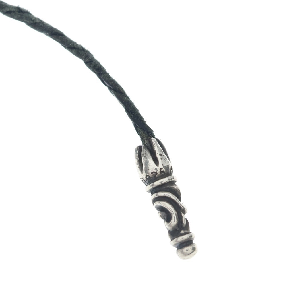 CHROME HEARTS(クロムハーツ) LEATHER BRAID SCROLL ネックレス レザーブレイドネックレス ブラック/シルバー BCA377