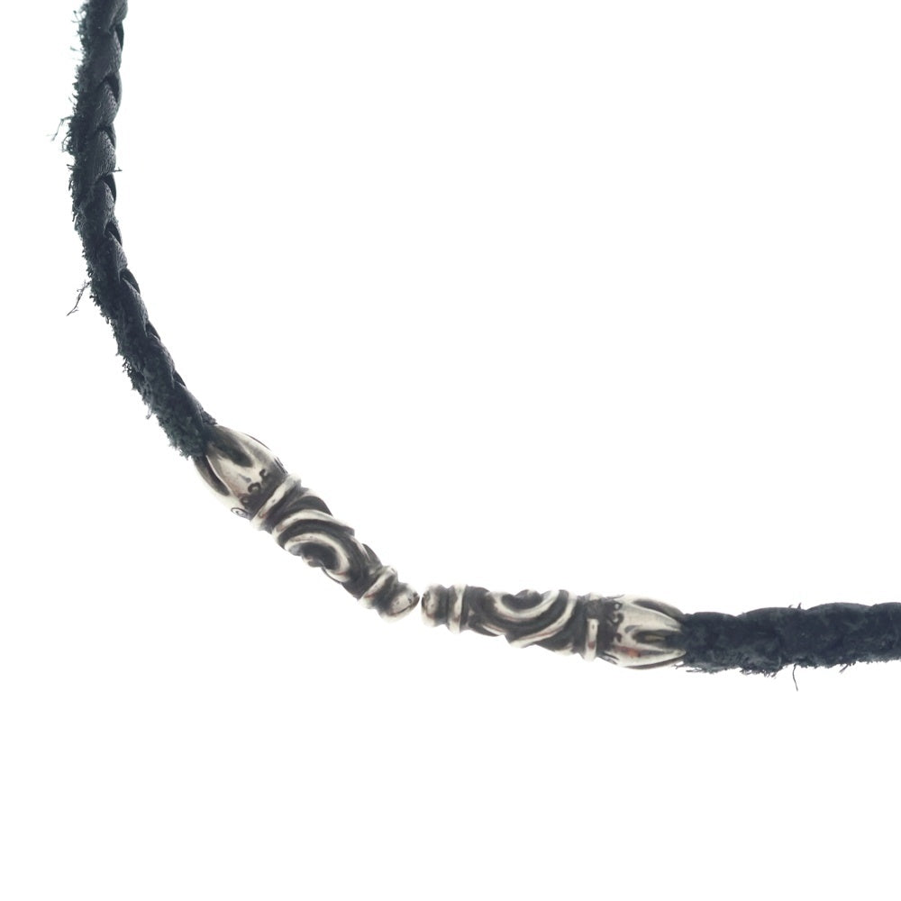 CHROME HEARTS(クロムハーツ) LEATHER BRAID SCROLL ネックレス レザーブレイドネックレス ブラック/シルバー BCA377