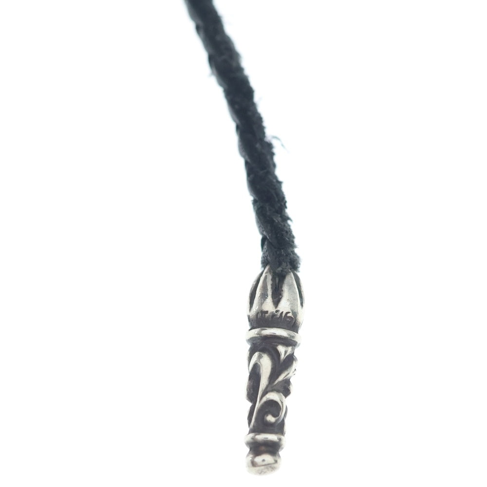 CHROME HEARTS(クロムハーツ) LEATHER BRAID SCROLL ネックレス レザーブレイドネックレス ブラック/シルバー BCA377