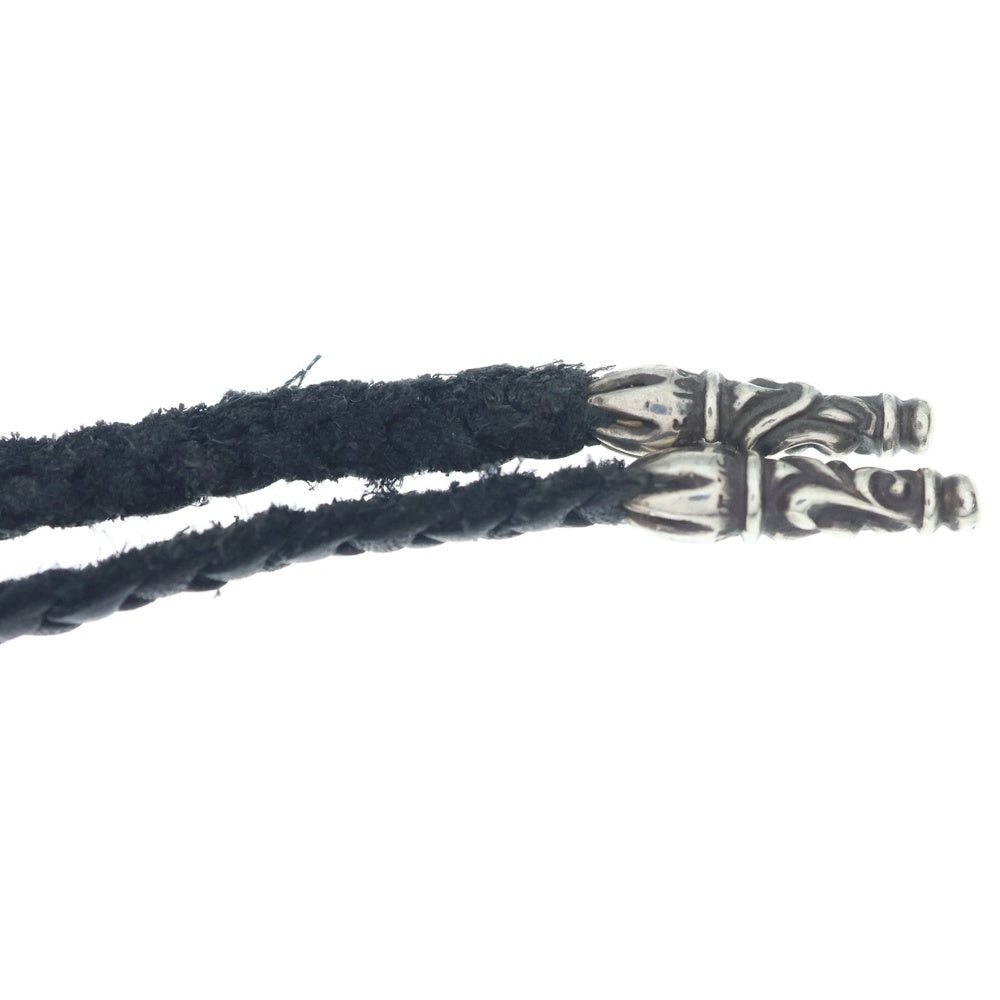 CHROME HEARTS(クロムハーツ) LEATHER BRAID SCROLL ネックレス レザーブレイドネックレス ブラック/シルバー BCA377