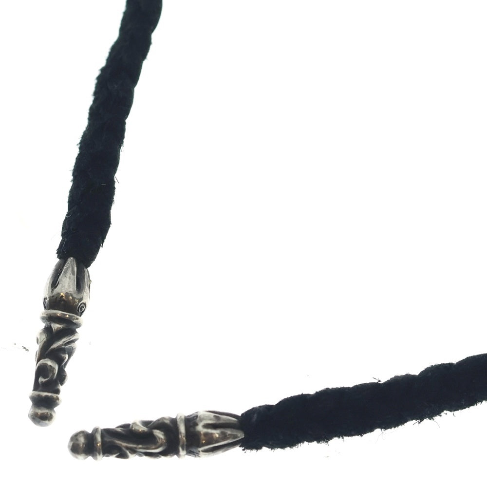 CHROME HEARTS(クロムハーツ) LEATHER BRAID SCROLL ネックレス レザーブレイドネックレス ブラック/シルバー BCA377