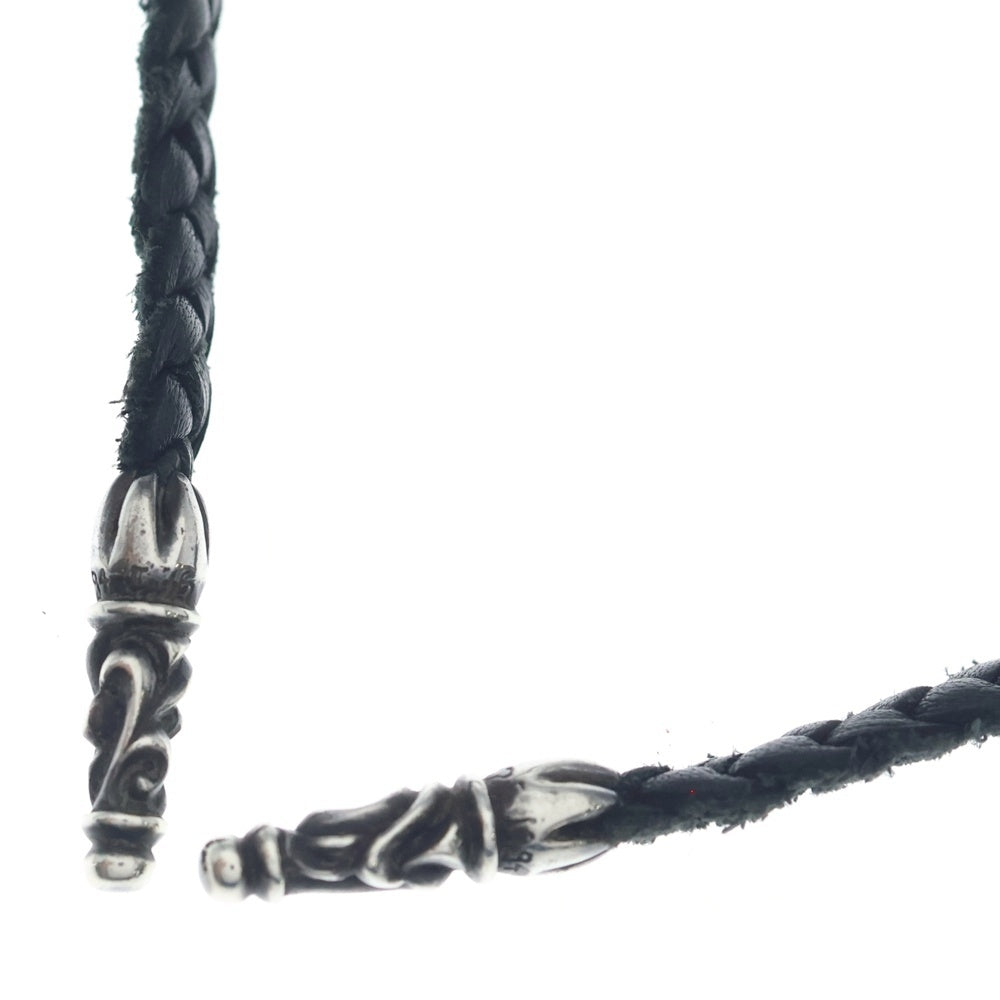 CHROME HEARTS(クロムハーツ) LEATHER BRAID SCROLL ネックレス レザーブレイドネックレス ブラック/シルバー BCA377