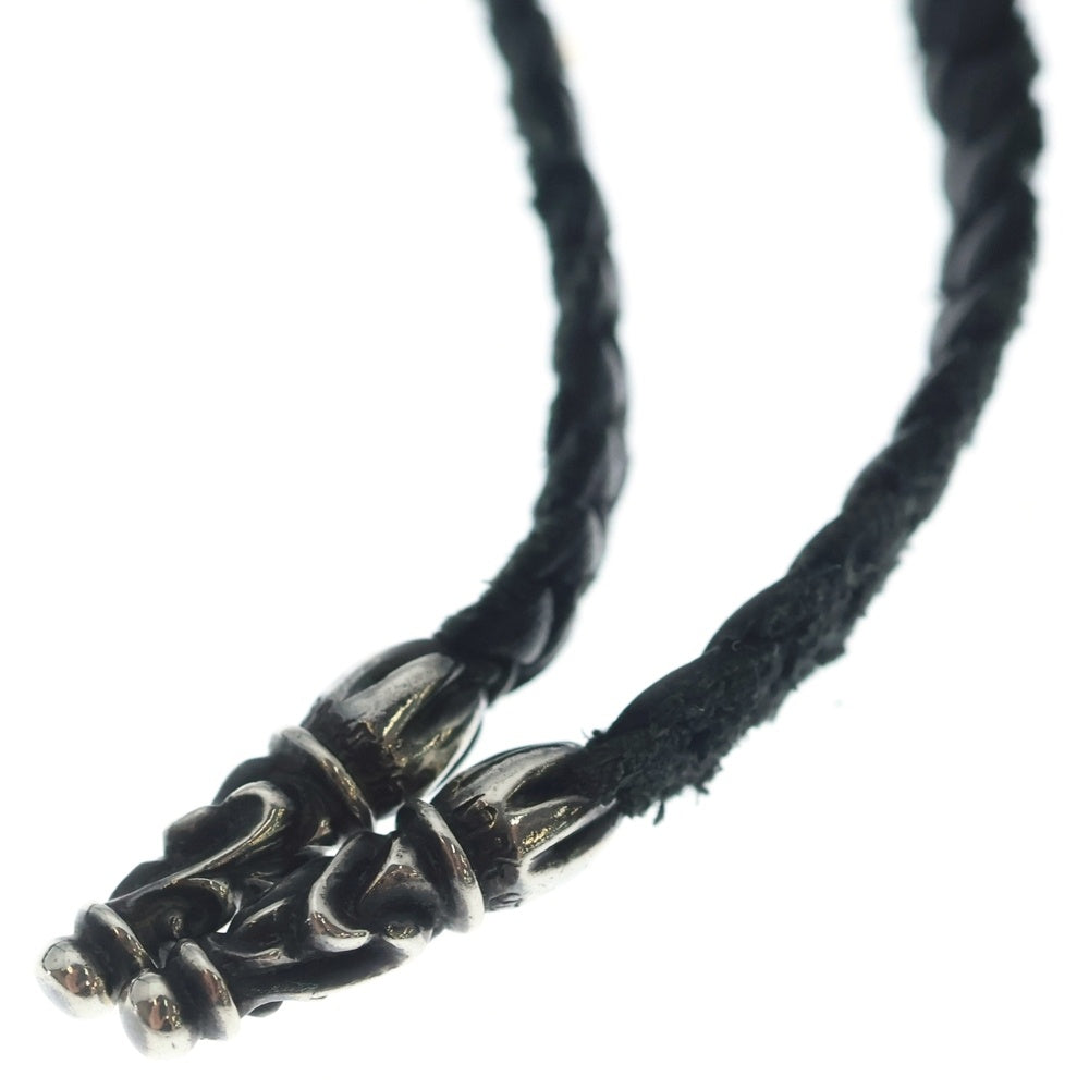 CHROME HEARTS(クロムハーツ) LEATHER BRAID SCROLL ネックレス レザーブレイドネックレス ブラック/シルバー BCA377