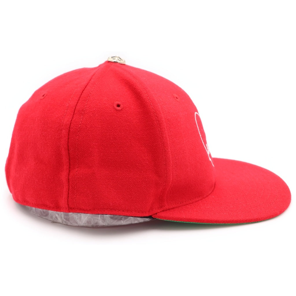 CHROME HEARTS(クロムハーツ) FITTED WOOL ACRYLIC SERGE ハートロゴ刺繍ベースボールキャップ レッド