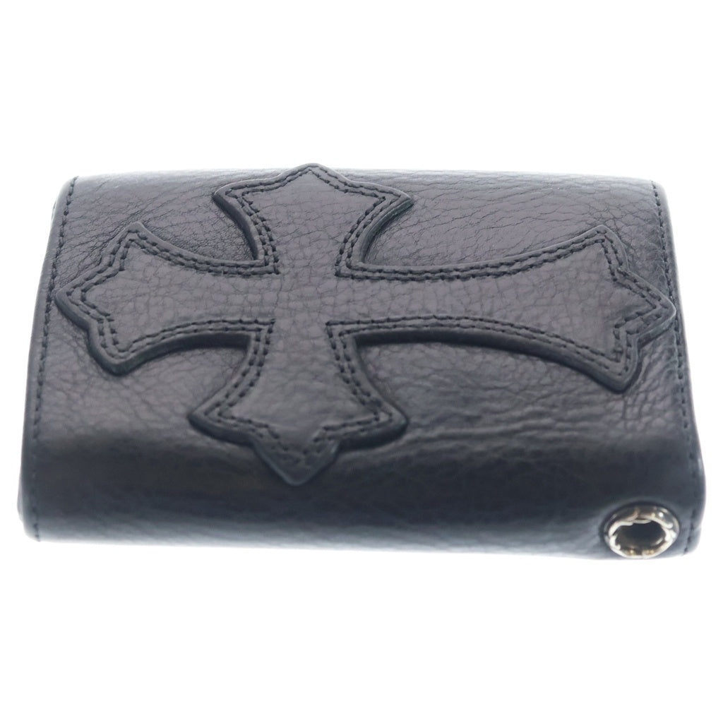 CHROME HEARTS(クロムハーツ) 3FOLD 3フォールド クロスボールボタン クロスパッチ レザーウォレット 財布 ブラック