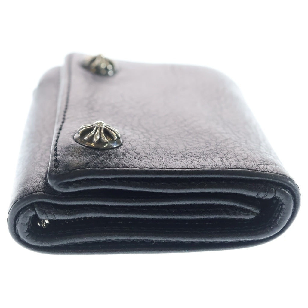 CHROME HEARTS(クロムハーツ) 3FOLD 3フォールド クロスボールボタン クロスパッチ レザーウォレット 財布 ブラック