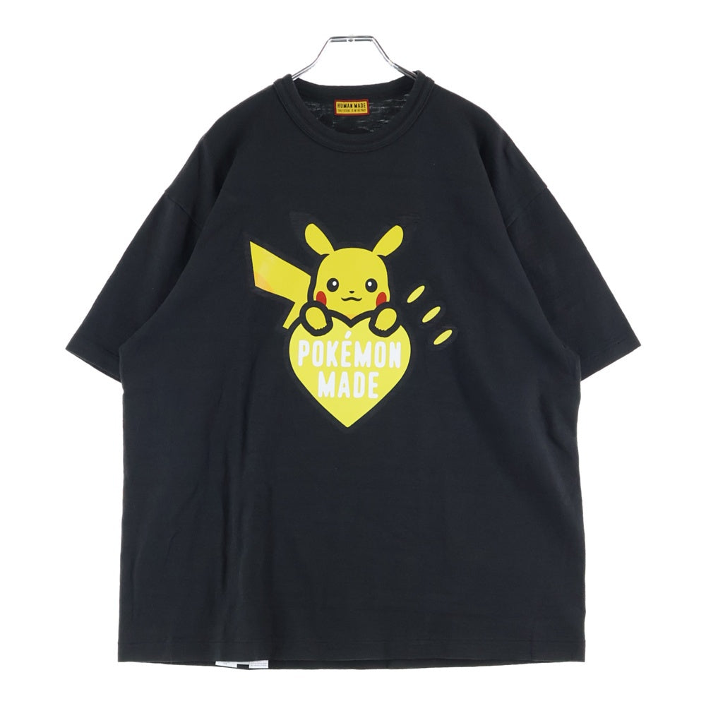HUMAN MADE(ヒューマンメイド) ×POKEMON ポケモン フロントプリント クルーネック 半袖Tシャツ ブラック/イエロー