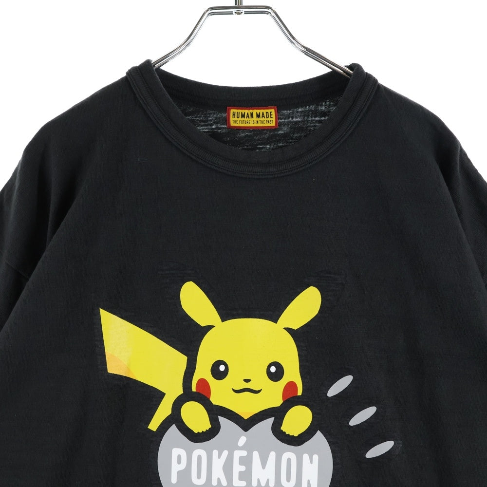HUMAN MADE(ヒューマンメイド) ×POKEMON ポケモン フロントプリント クルーネック 半袖Tシャツ ブラック/グレー